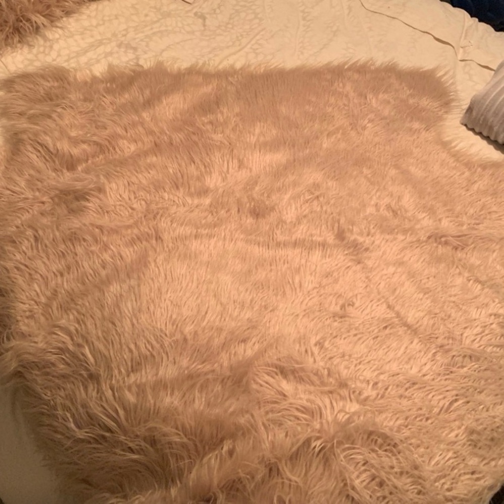 West Elm Tan Faux Fur Throw